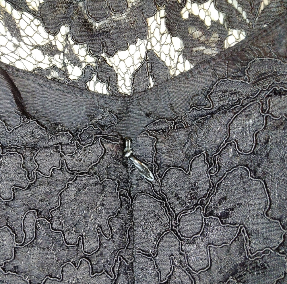 Shoshanna Olivia Black Floral Cap Sleeve Lace Sheath Dress Size 4 - Picture 7 of 10